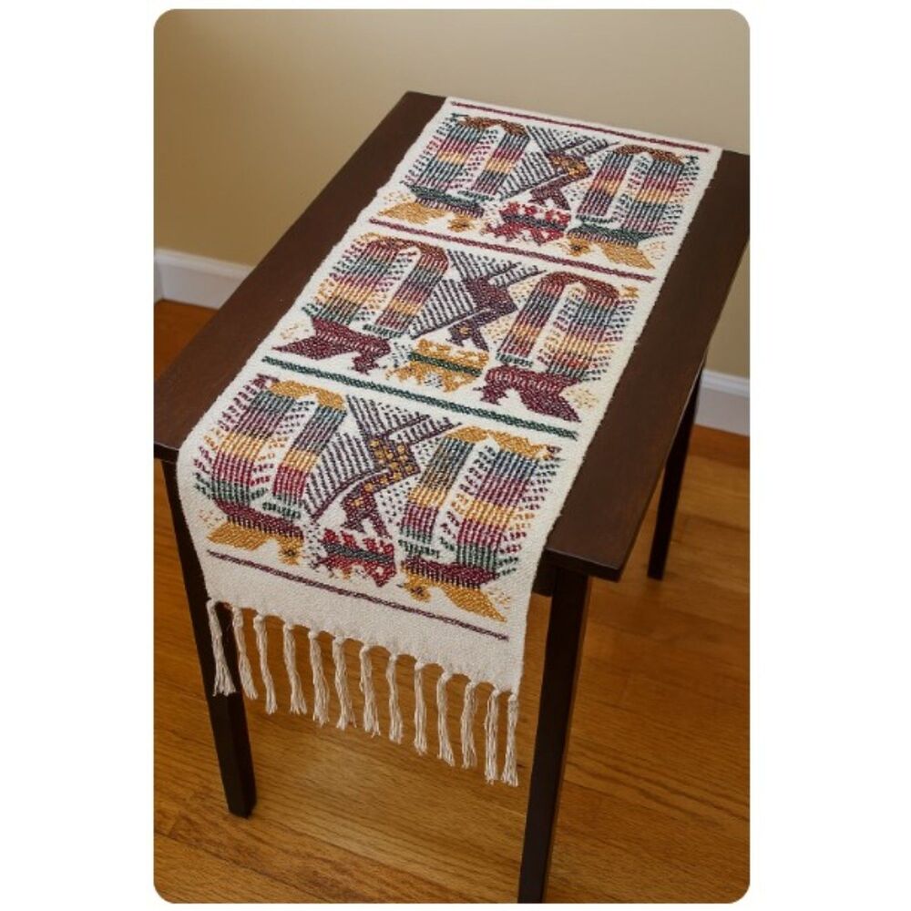 Vtg Chichicastenango Textiles Table Runner Hand Stitched Scandinavian Folk Art